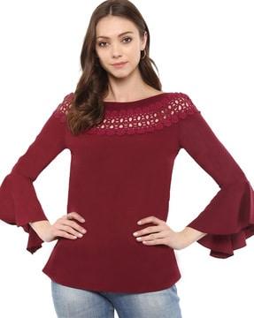 bell-sleeved top with lace