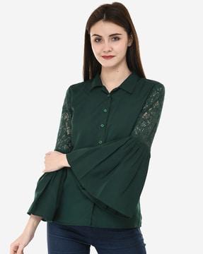 bell sleeves collar shirt