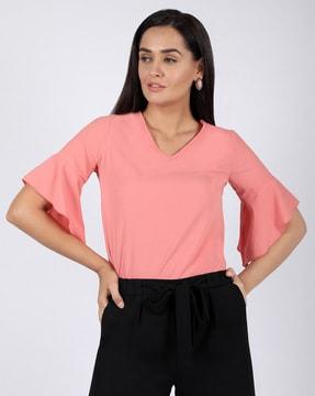 bell sleeves relaxed fit blouse