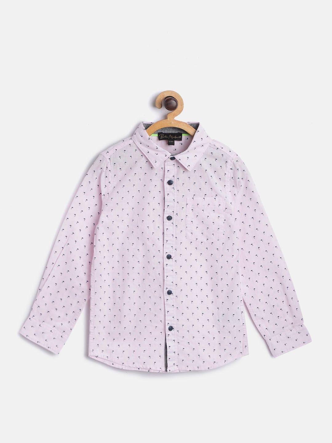 bella moda boys pink regular fit tropical opaque printed casual shirt