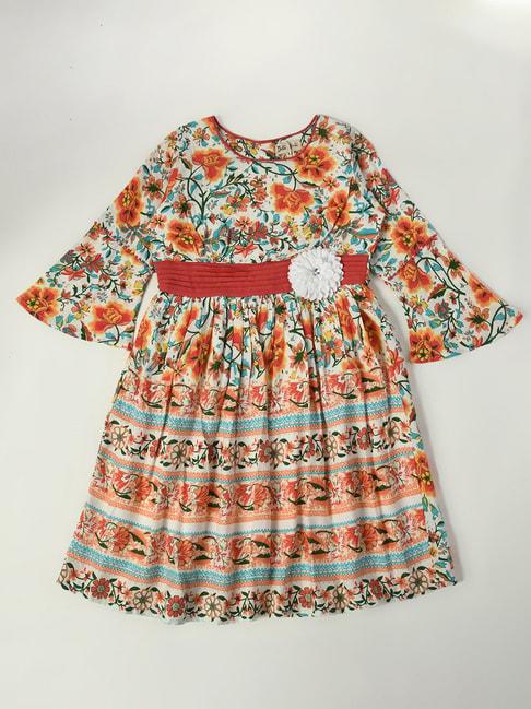 bella moda kids multicolor floral print fit & flare dress