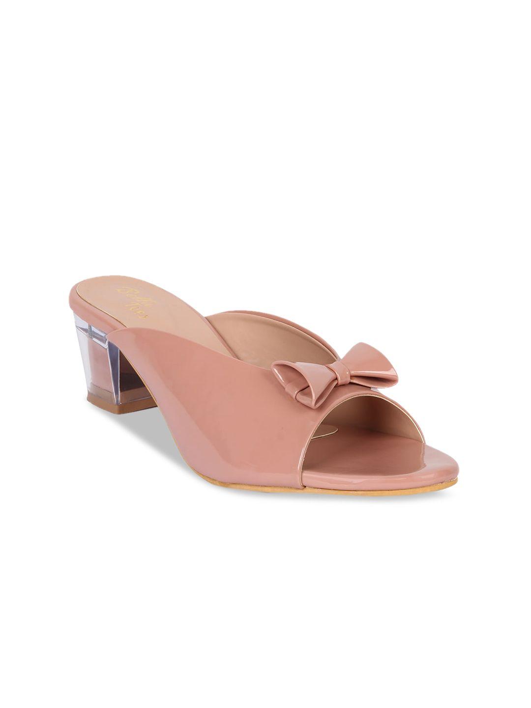 bella toes women pink solid heeled mules