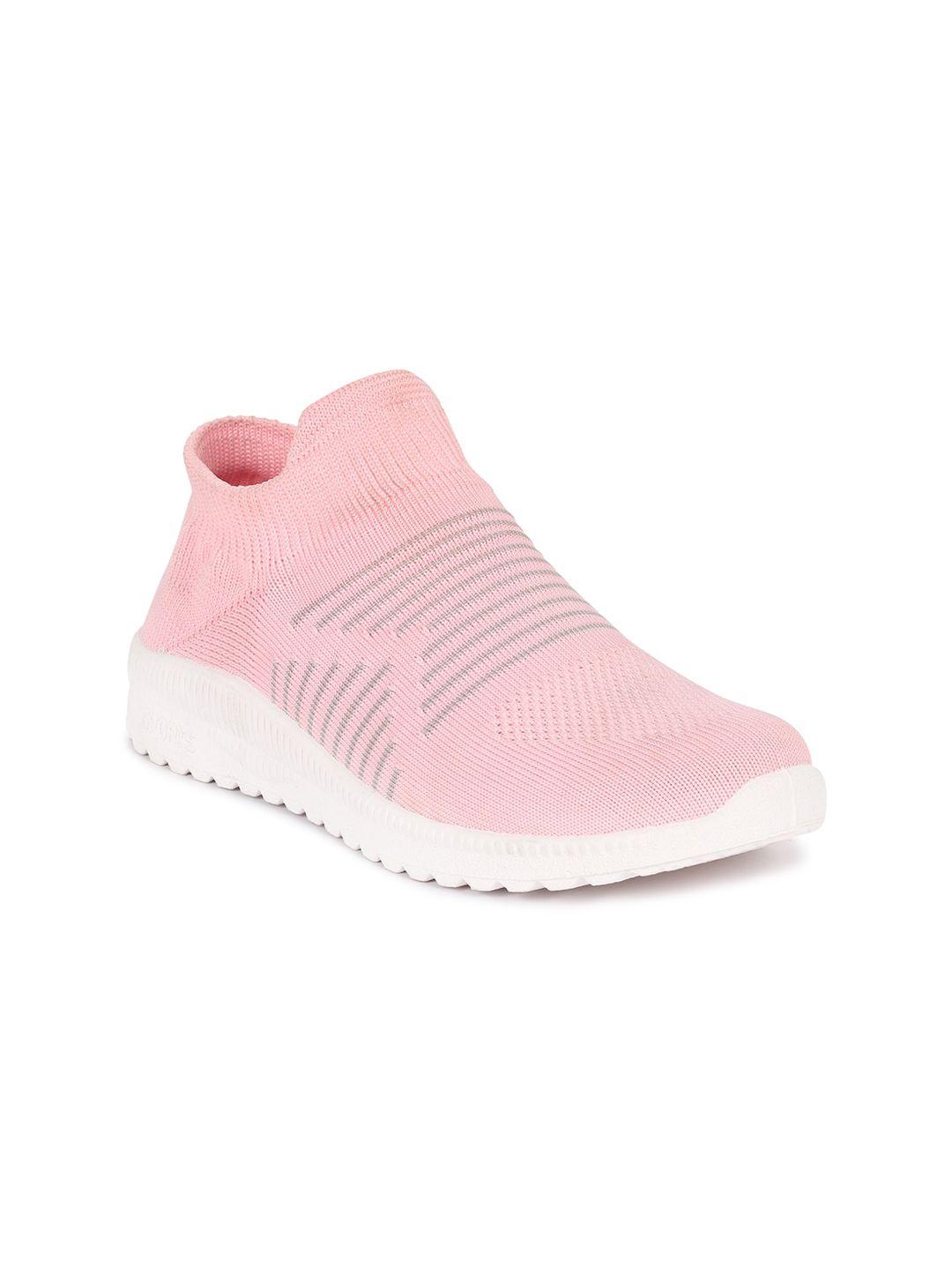 bella toes women pink woven design slip-on sneakers
