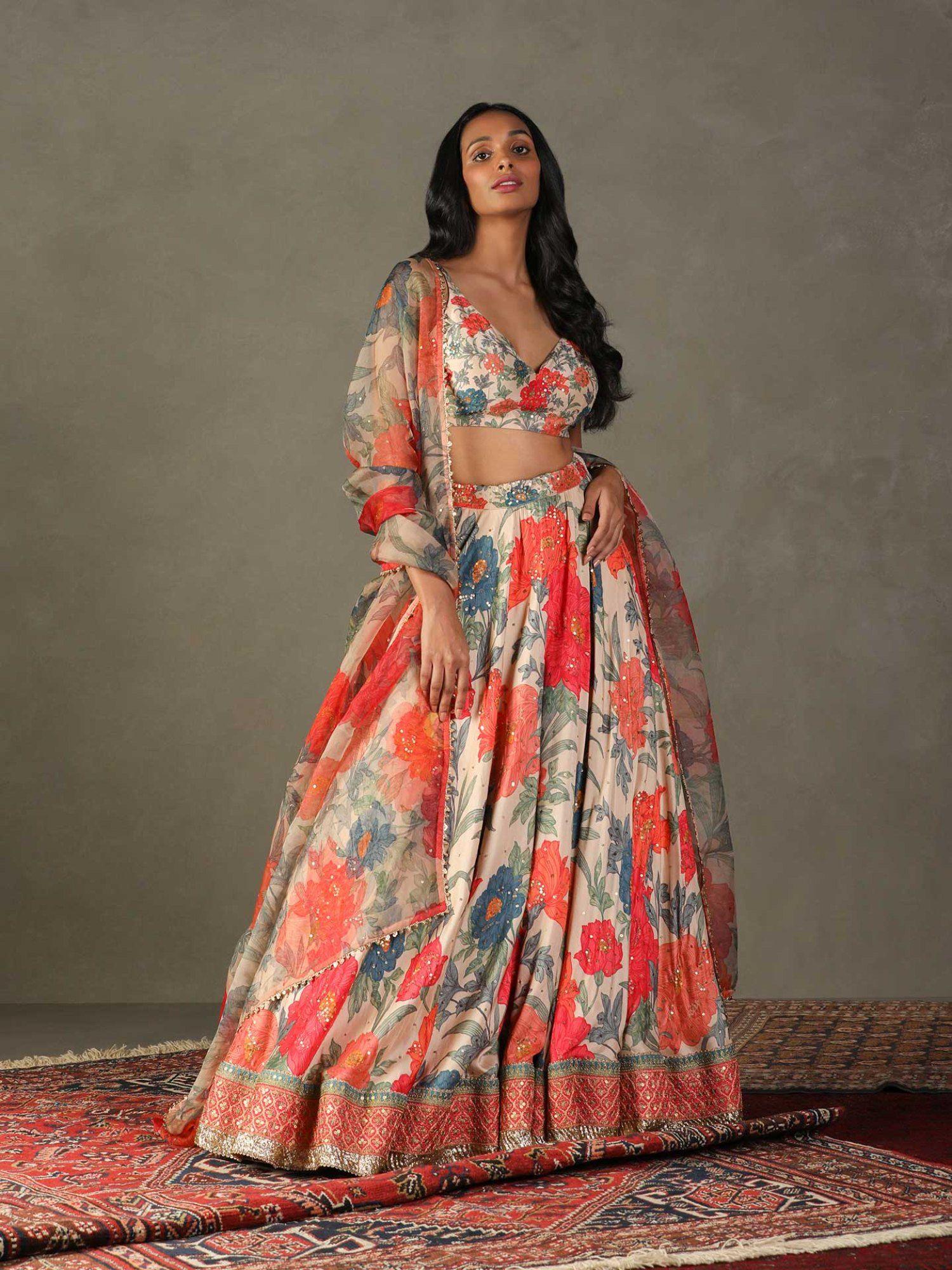 bella floral lehenga with blouse and dupatta (set of 3)