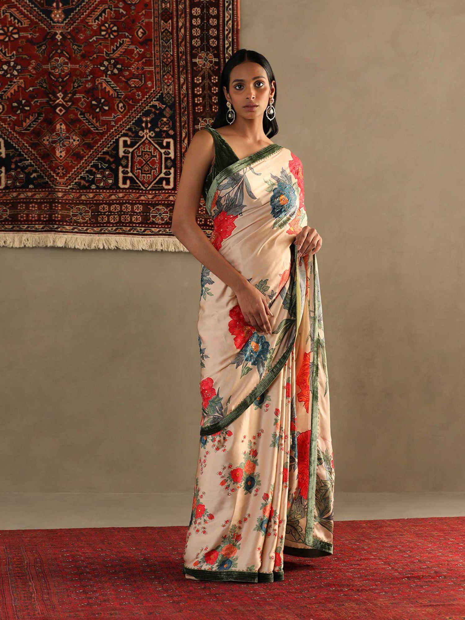 bella floral saree with stitched blouse