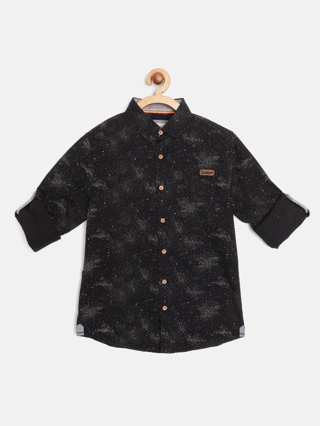 bella moda boys black opaque printed casual shirt