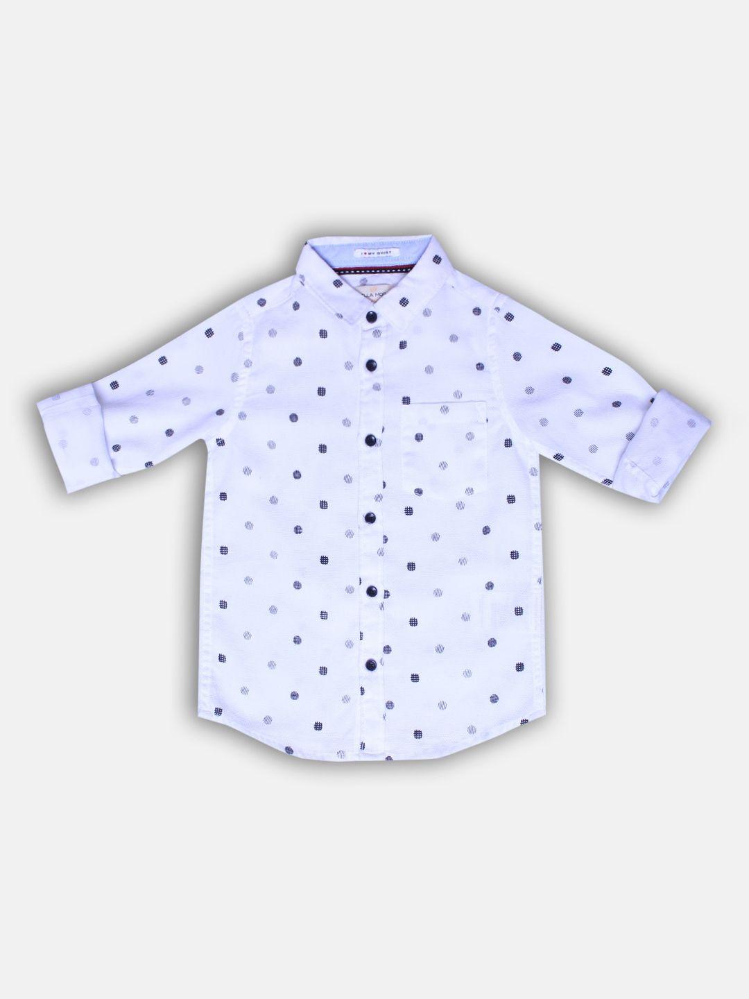 bella moda boys white opaque printed casual shirt