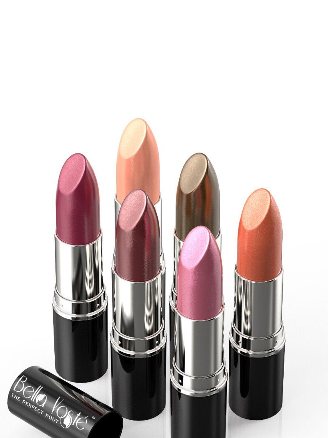 bella voste set of 6 professional moisturizing & long lasting metallic lipsticks - 4.2 gm