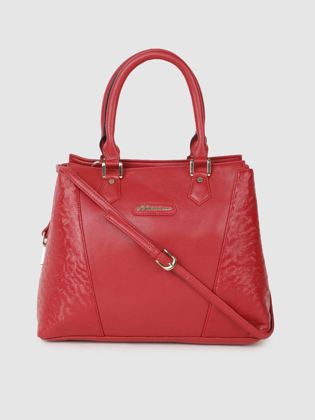 belladama red textured reyes handheld bag