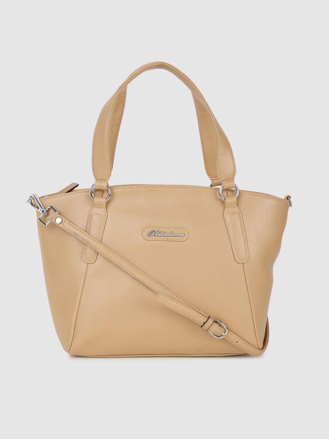 belladama beige solid handheld bag