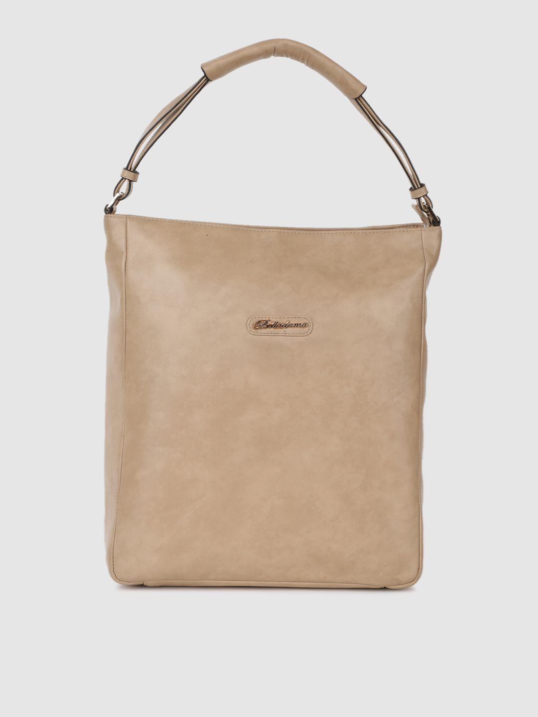 belladama beige solid hobo bag