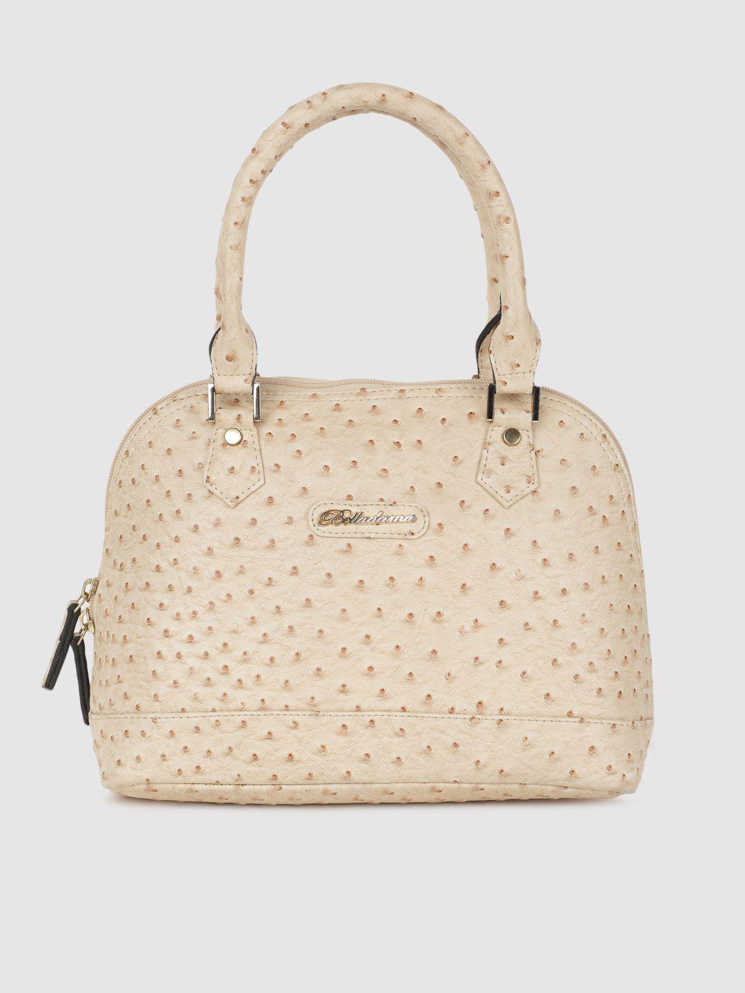 belladama beige textured handheld bag