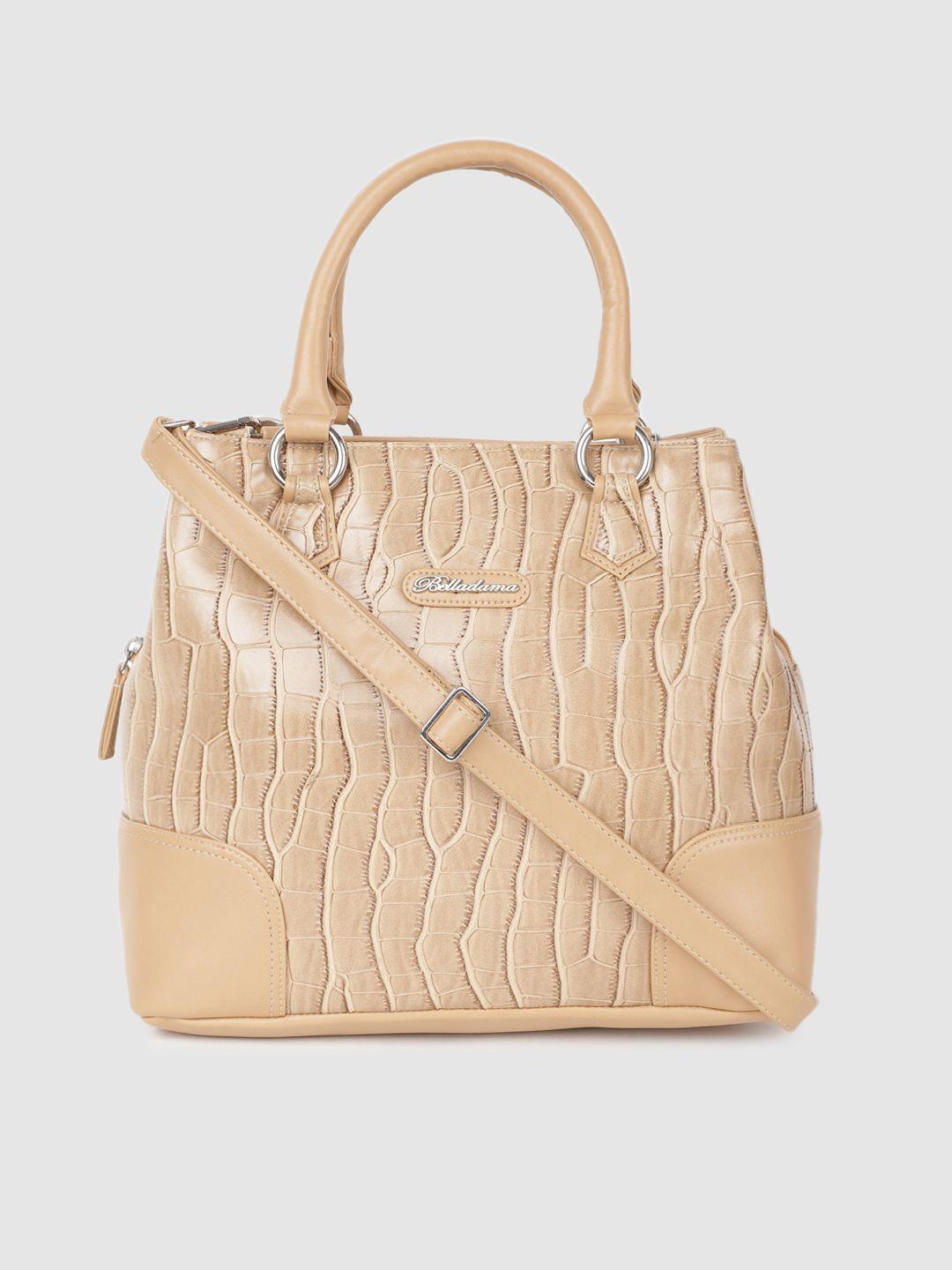 belladama beige textured handheld bag