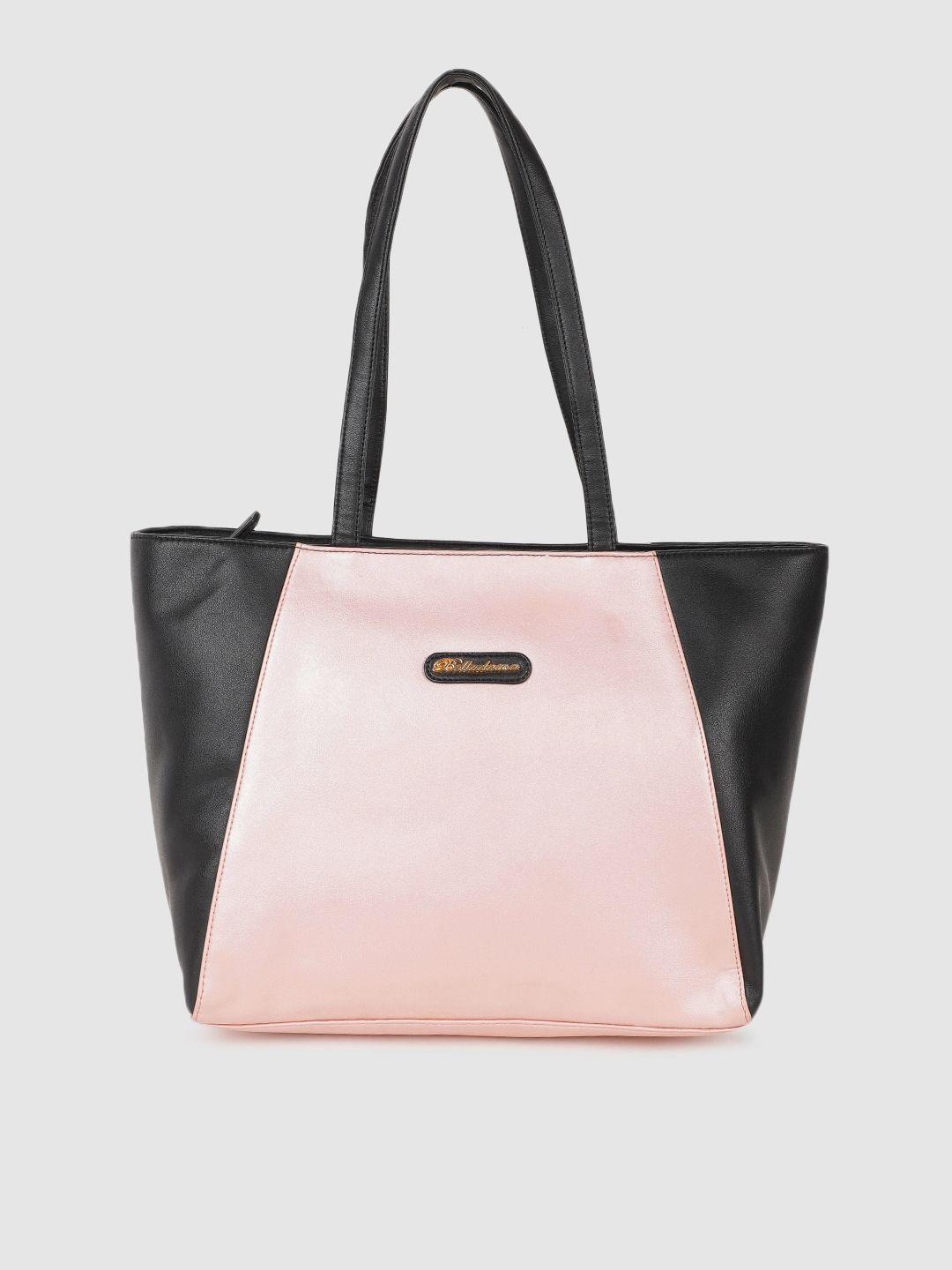 belladama light pink & black colourblocked shoulder bag