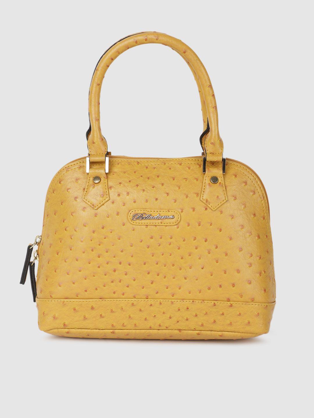 belladama mustard yellow textured handheld bag