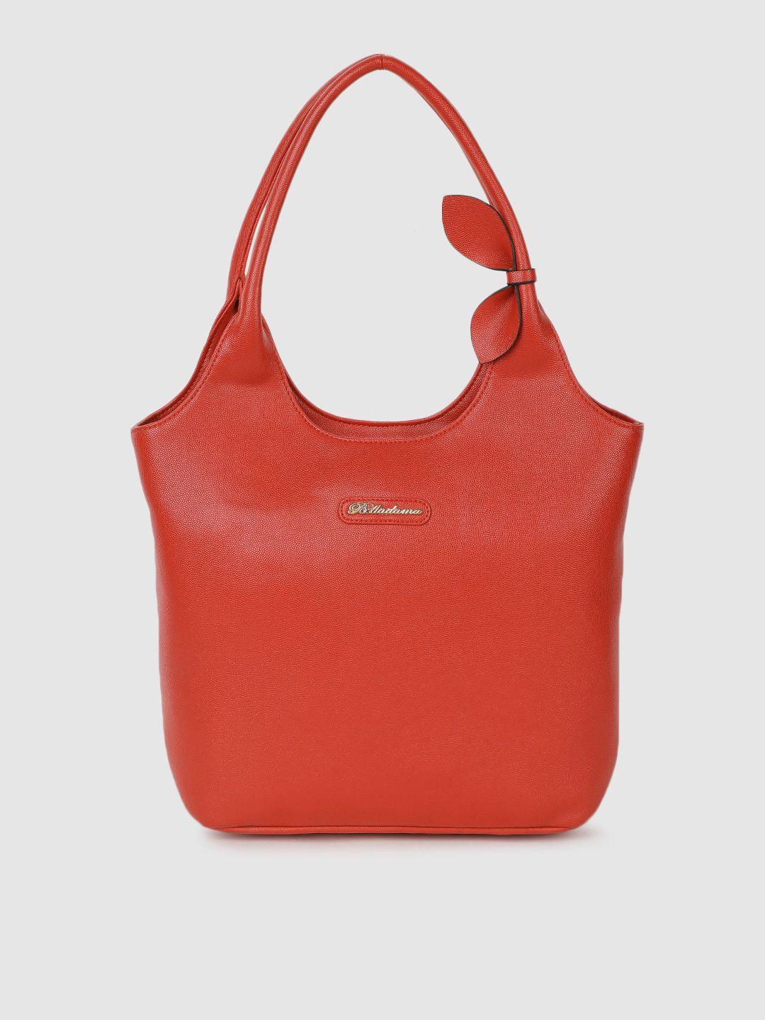 belladama red structured madicella shoulder bag with bow detail