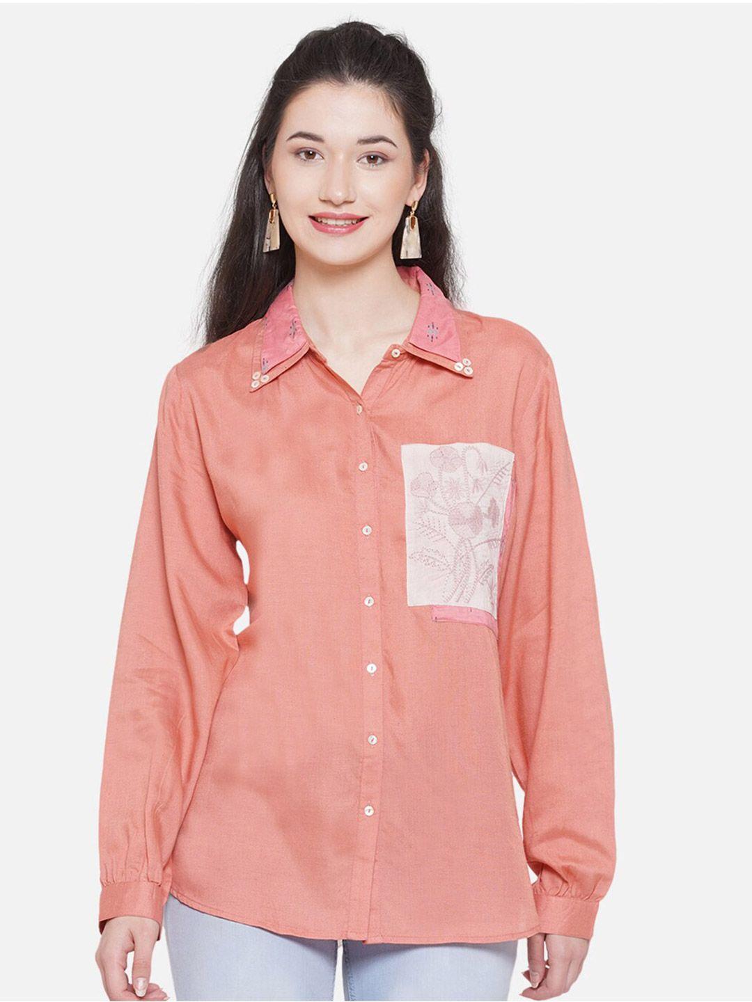 bellamia applique detail comfort fit casual shirt