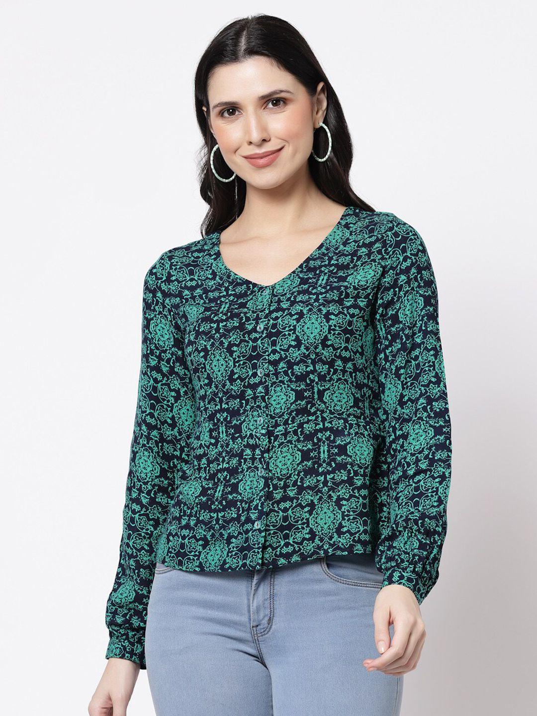 bellamia teal abstract print liva top