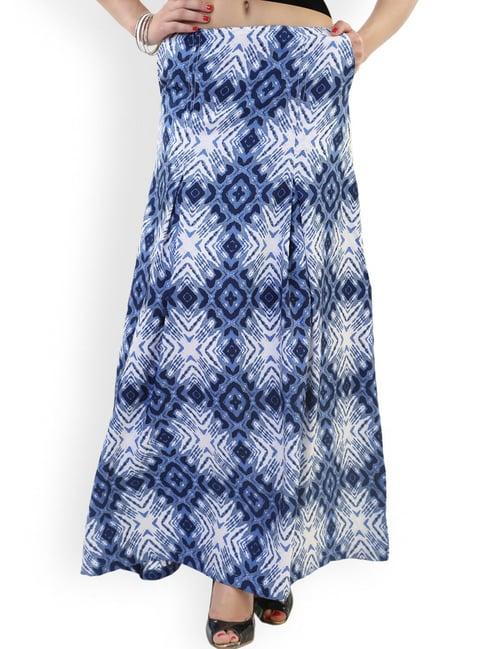 belle fille blue & white printed skirt