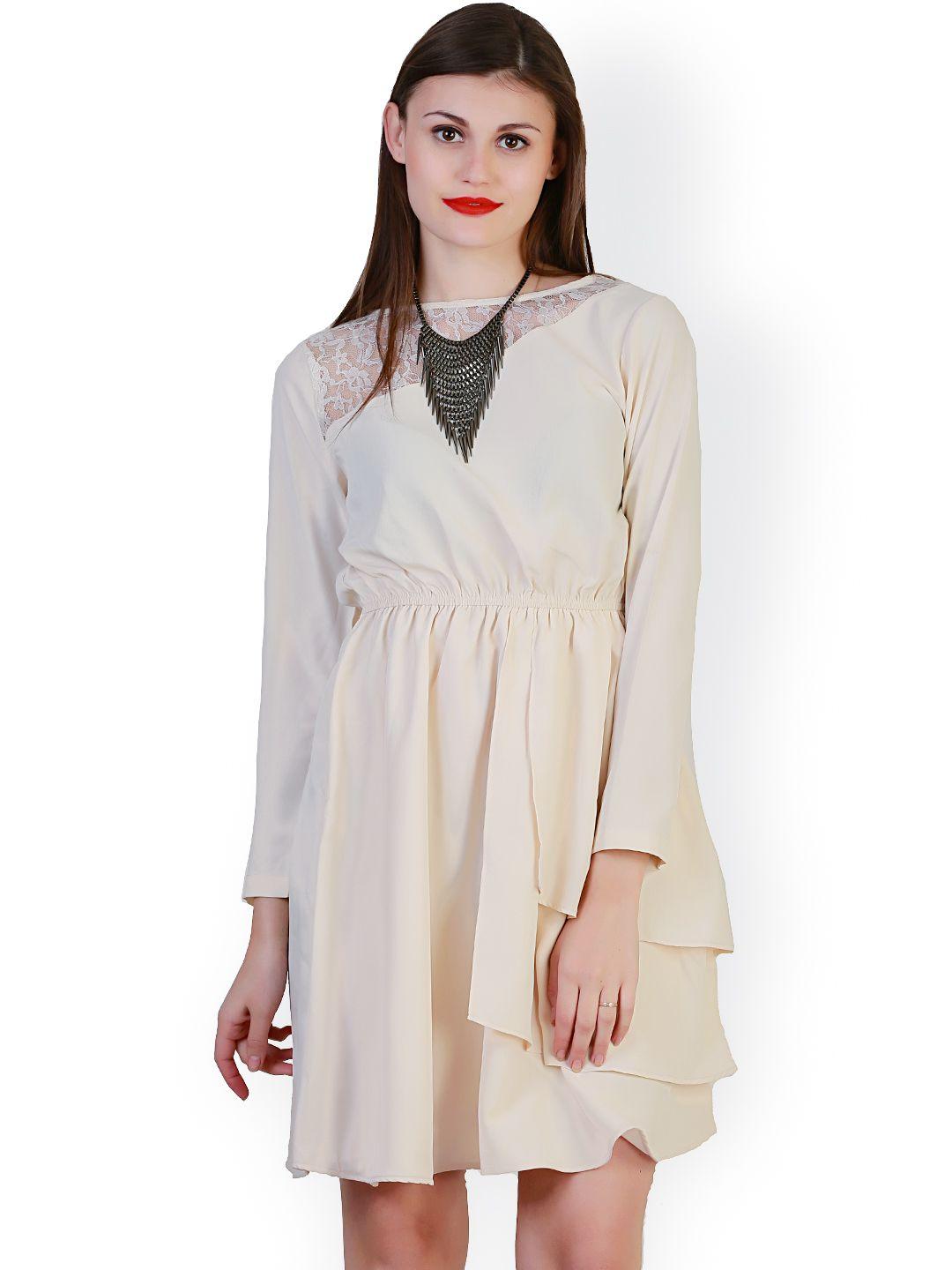 belle fille cream-coloured a-line dress