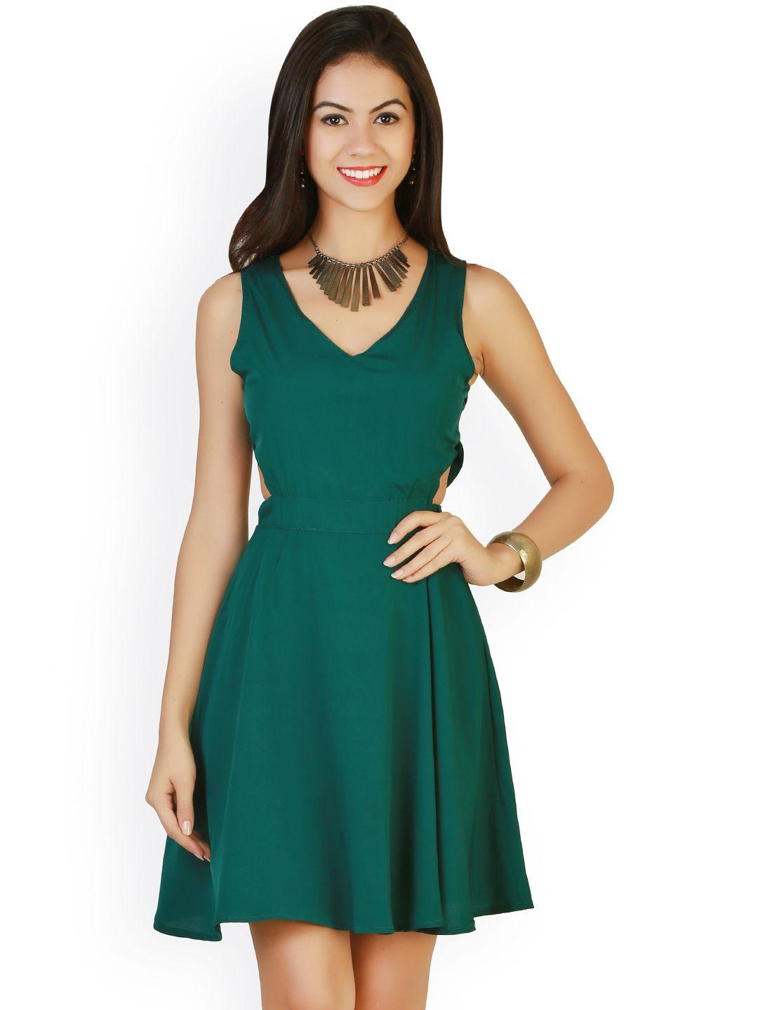 belle fille green fit & flare dress