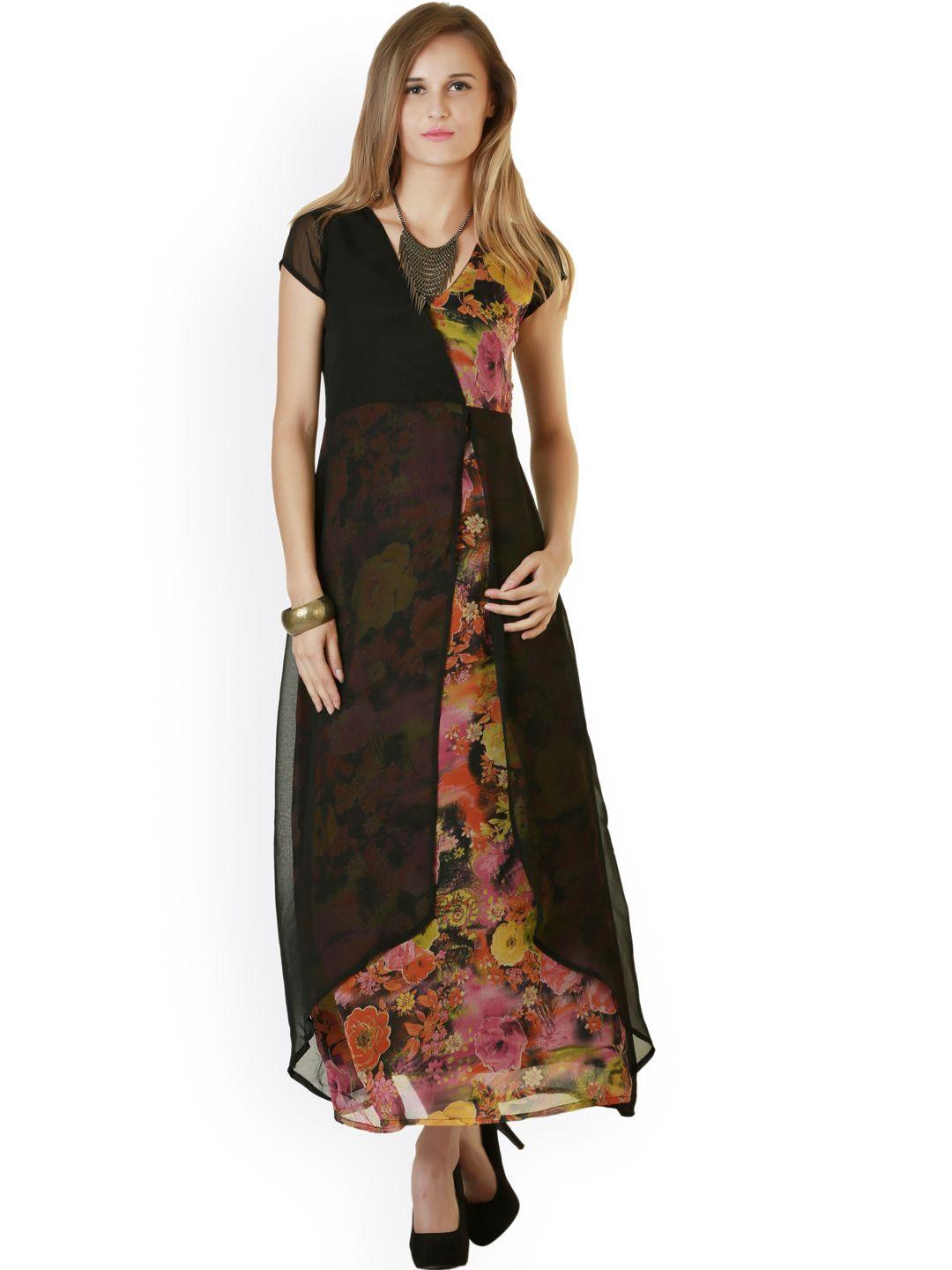 belle fille multicoloured floral print maxi dress