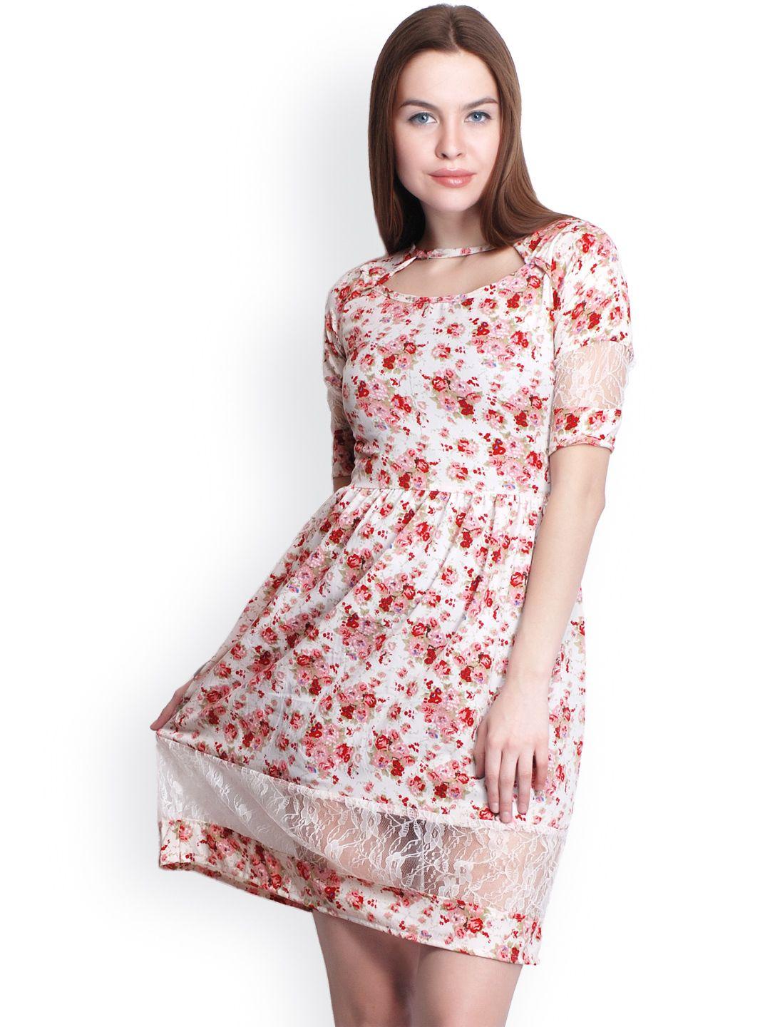 belle fille multicoloured printed fit & flare dress