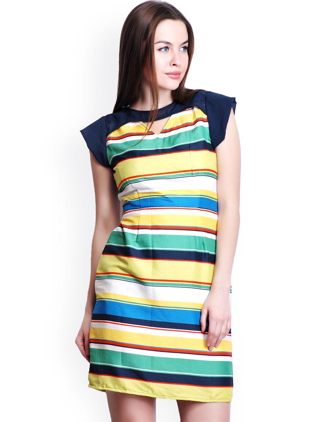belle fille multicoloured striped shift dress