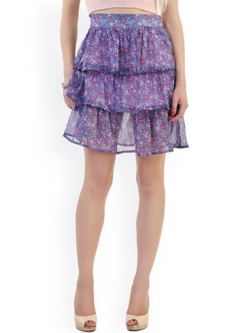 belle fille purple floral print skirt