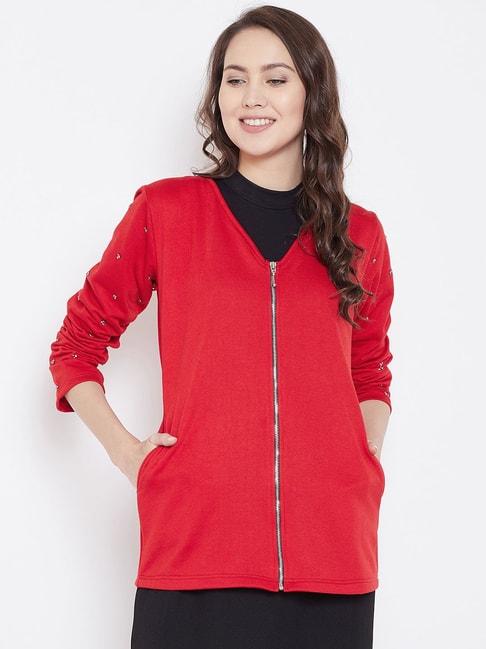 belle fille red embellished jacket