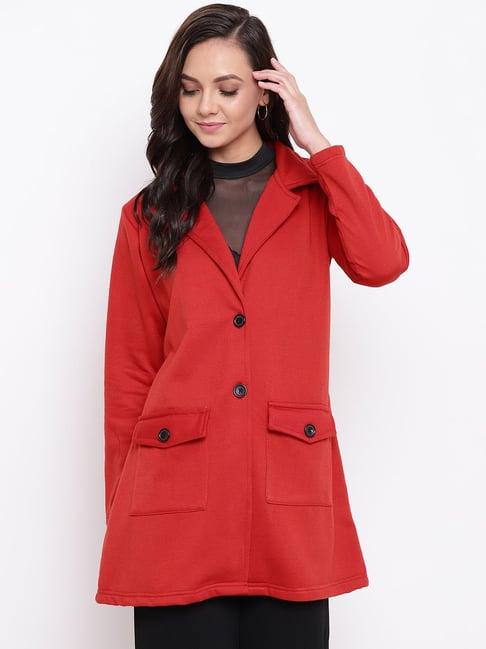 belle fille red regular fit long coat