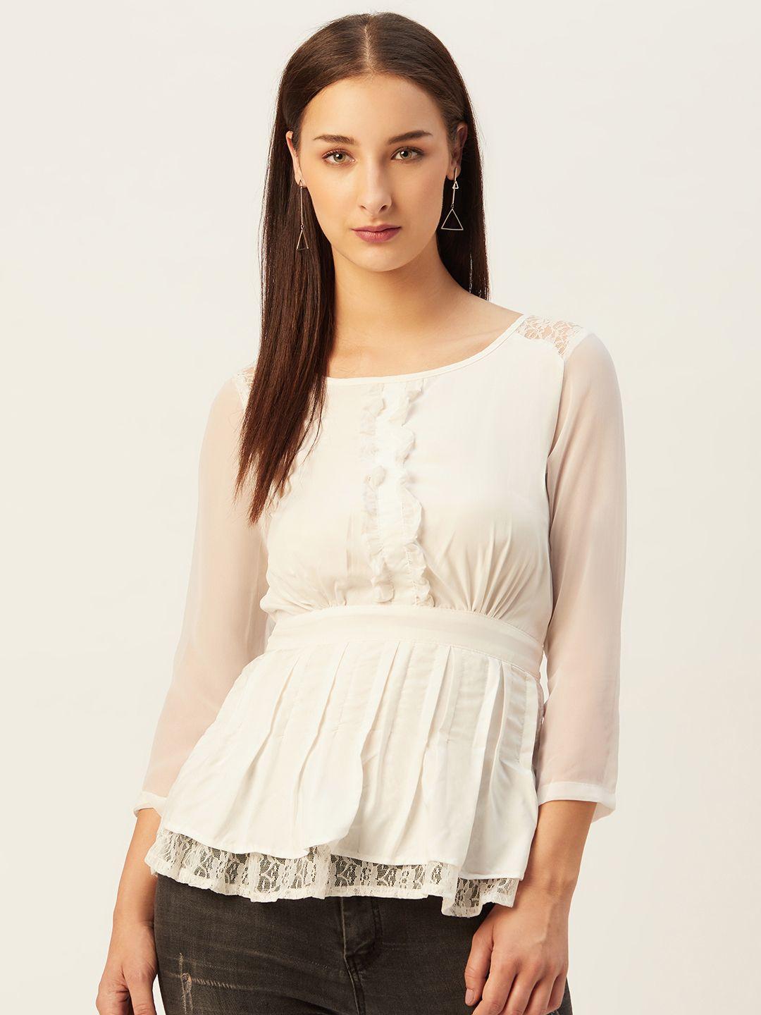 belle fille white layered cinched waist top
