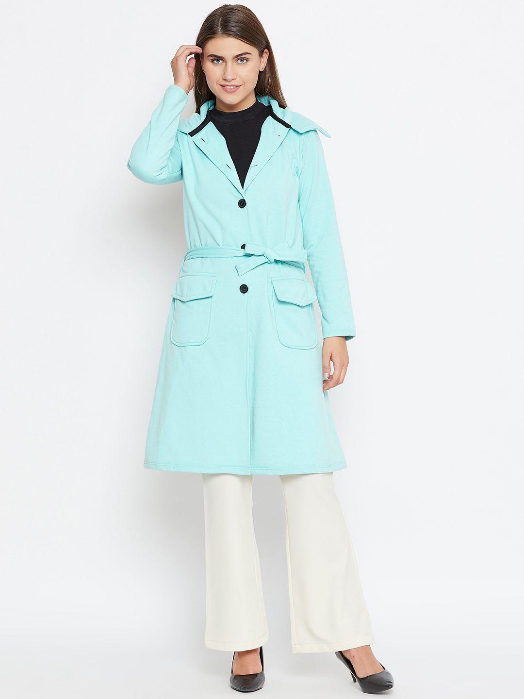 belle fille women blue solid longline tailored jacket