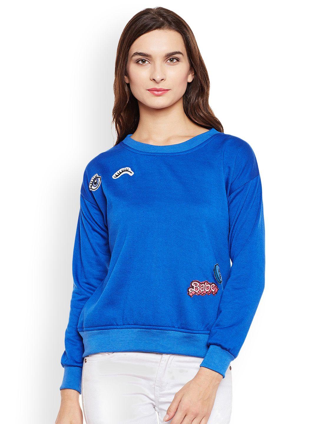 belle fille women blue solid sweatshirt