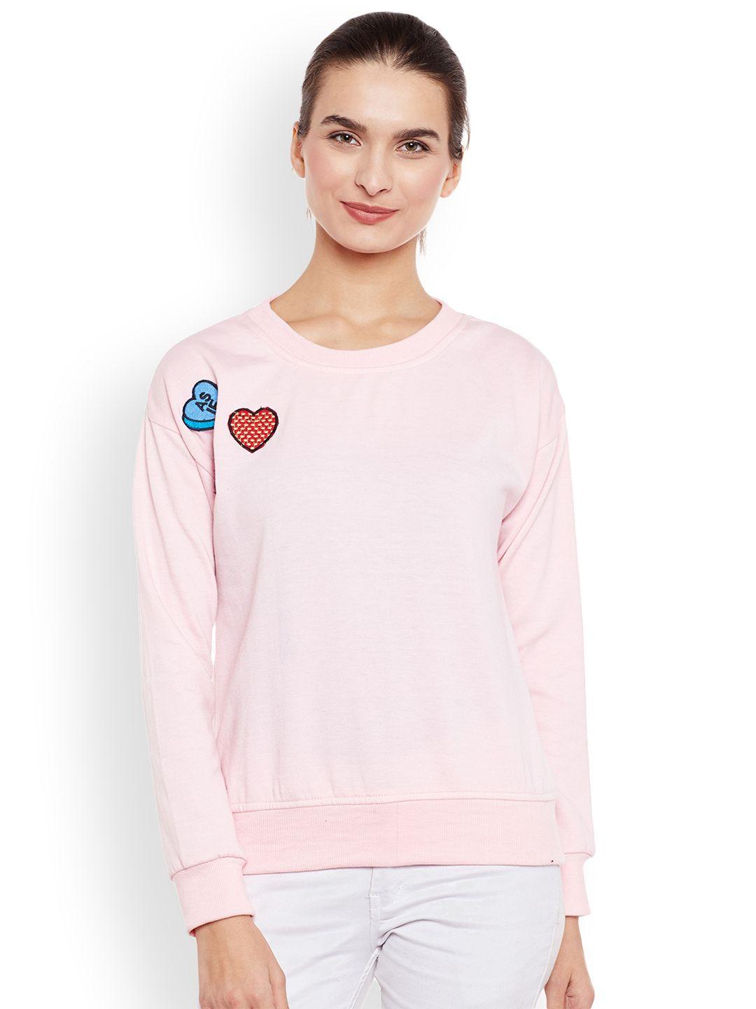 belle fille women pink solid sweatshirt