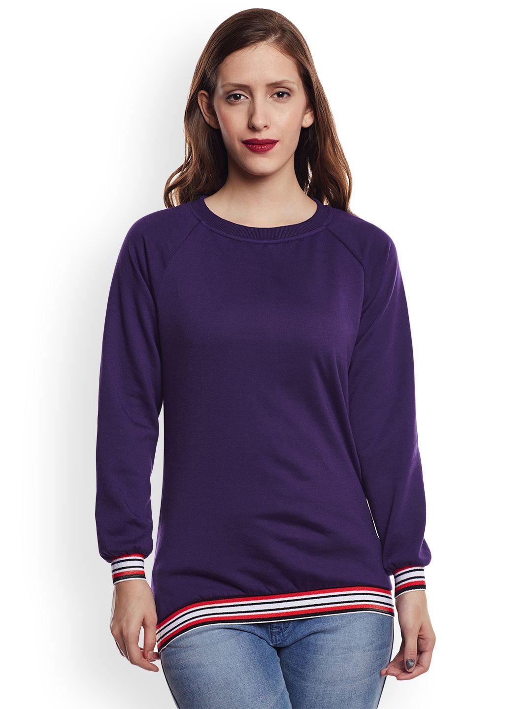 belle fille women purple solid sweatshirt