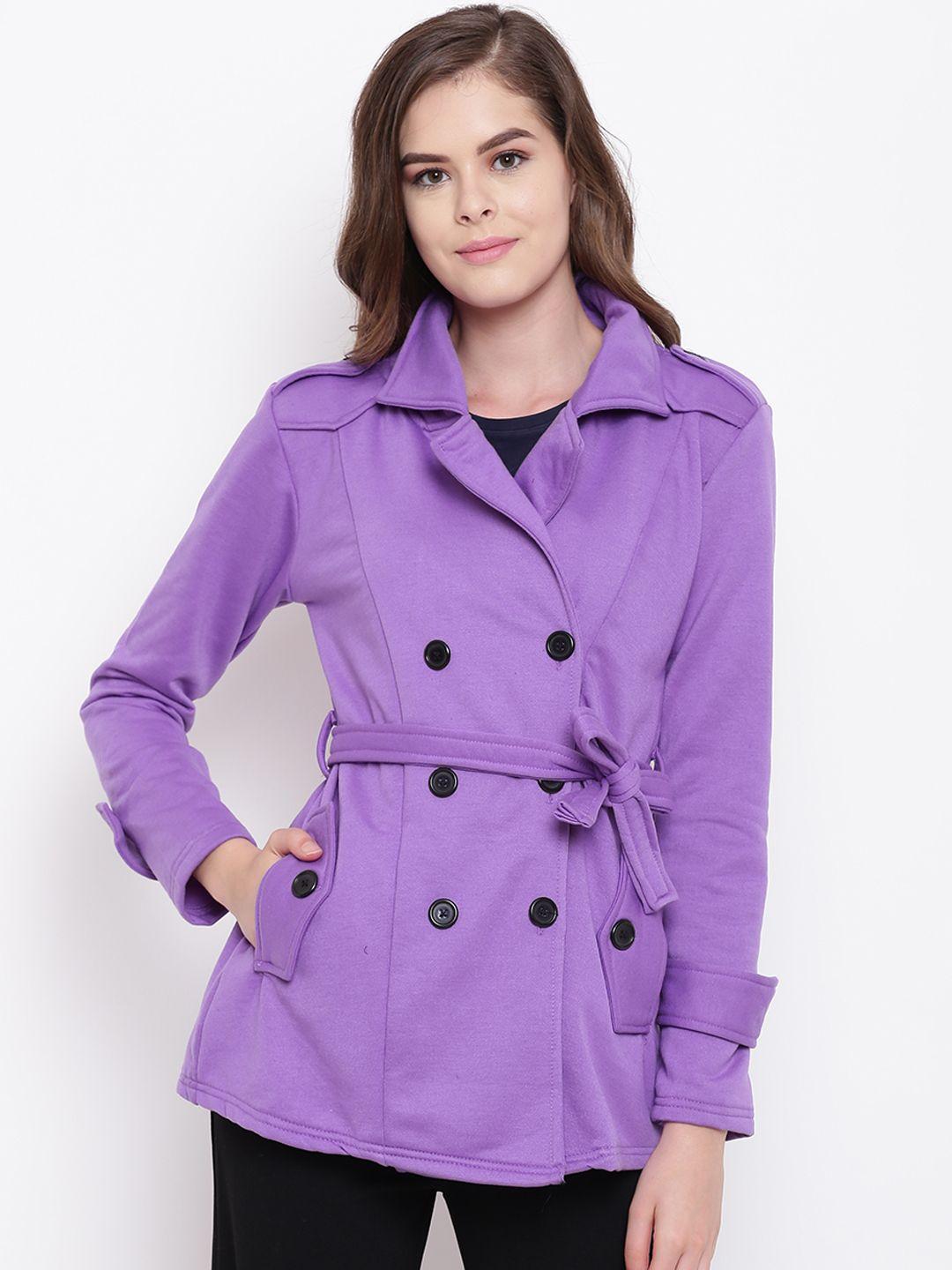 belle fille women purple solid tailored jacket