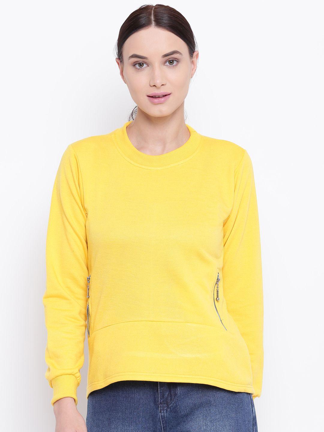 belle fille women yellow solid sweatshirt