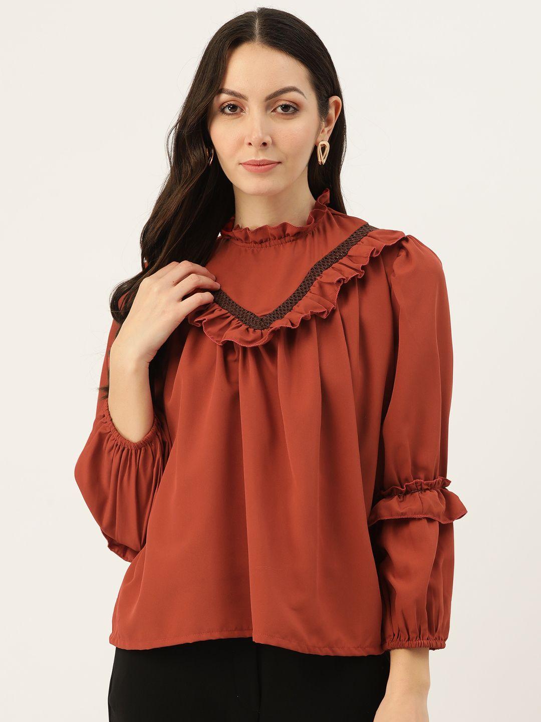 belle fille bell sleeve ruffle detail top