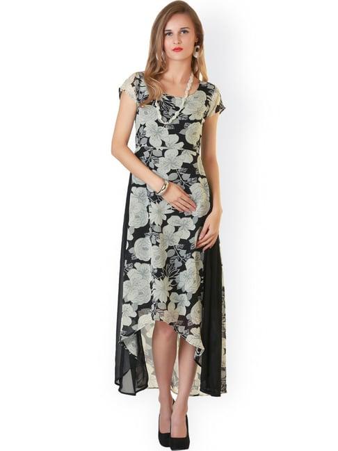 belle fille black & grey floral print dress