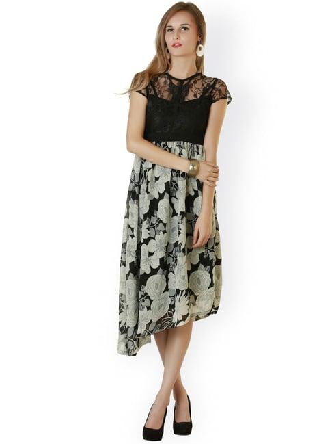 belle fille black & grey floral print dress