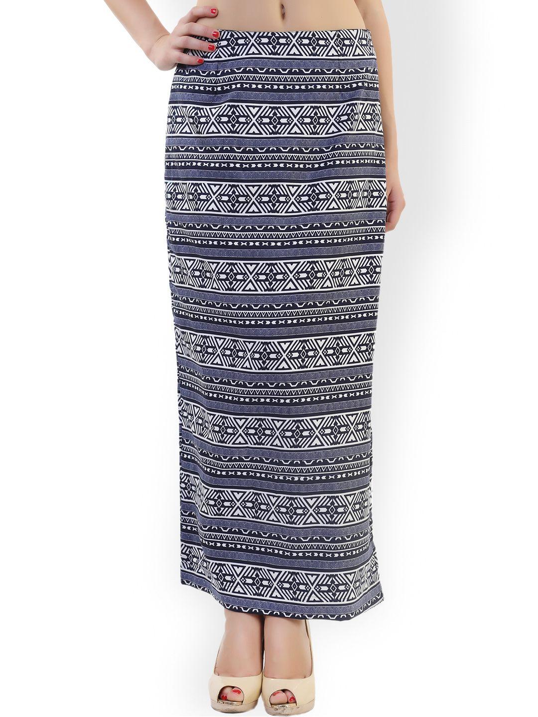 belle fille black & white printed maxi skirt