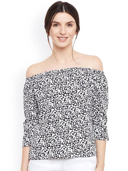 belle fille black & white printed top