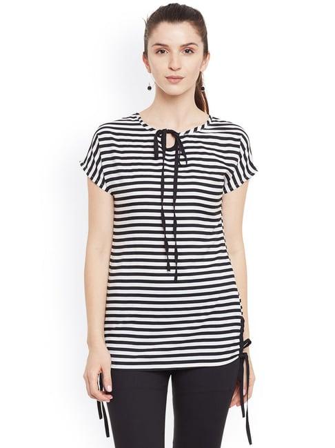 belle fille black & white striped top