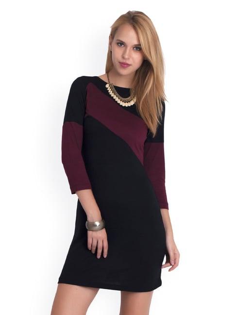 belle fille black & wine regular fit dress