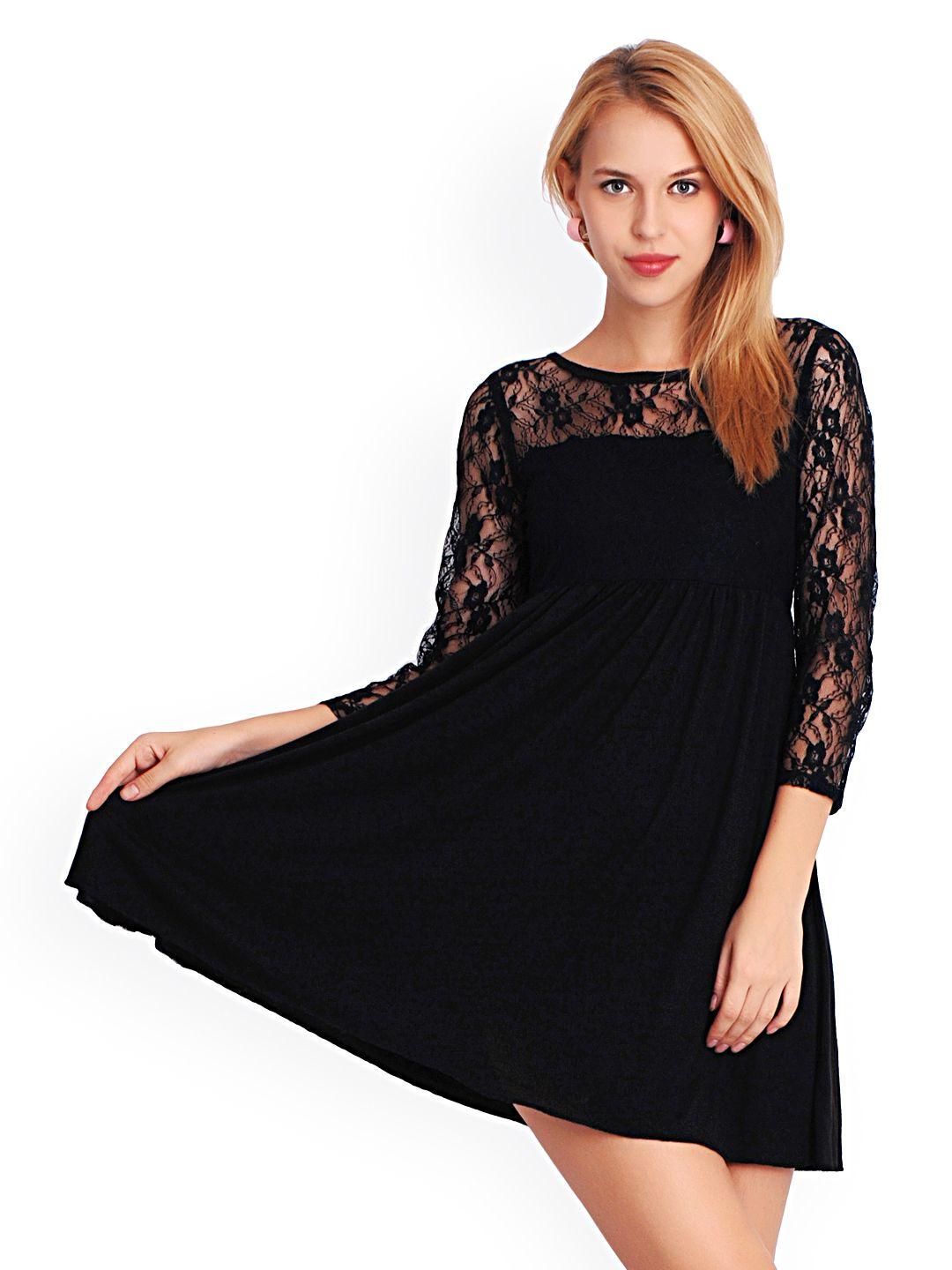 belle fille black fit & flare dress