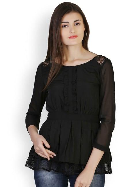 belle fille black lace top