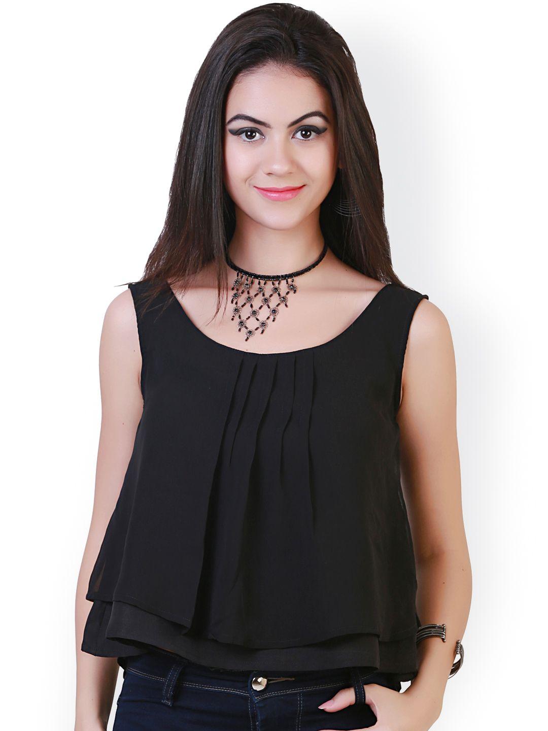 belle fille black layered top