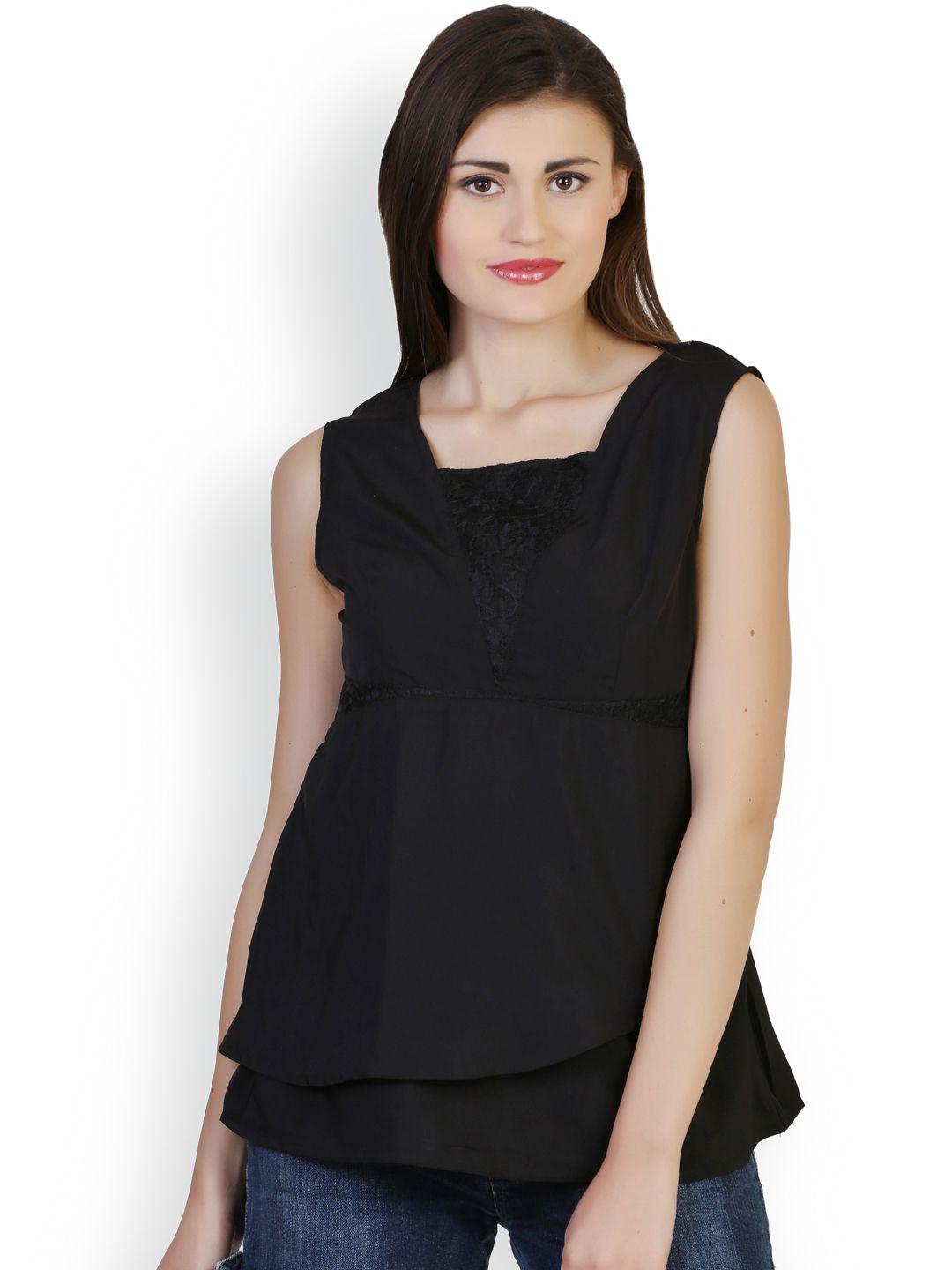 belle fille black layered top