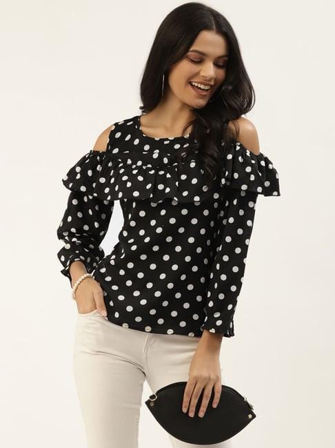 belle fille black polka dot top